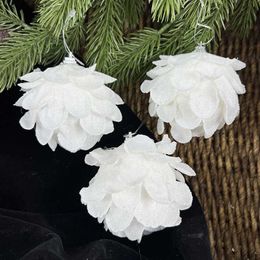 3pcs 8cm White Christmas Ball Christmas Tree Hanging Pendant Flower Foam Snow Balll Xmas Decoration for Home Natal New Year 2023 L230626