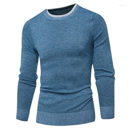 Men's Sweaters 2023Sweater Autumn Fashion Business Casual Round Neck Knit Colour Matching Slim Large Size Pullover Sweater