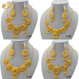 Necklace Earrings Set XUHUANG Dubai Gold Plated Luxury Ethiopian Nigerian Wedding Bridal Jewellery Gifts For Women