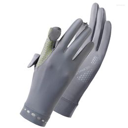 Cycling Gloves Sun Flip-fingers Sunblock Non Slip Full Finger Touchscreen Ice Silk Breathable Summer Outdoor For
