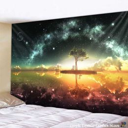 Tapestries Night Scenic Tapestry Wall Hanging Decor Star Plant Printed Carpet Home Decor Hanging Living Printing Wall Tapestry R230710