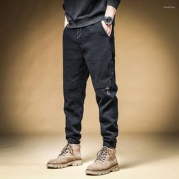 Men's Jeans Streetwear Fashion Men Elastic Loose Fit Spliced Designer Casual Cargo Pants Hombre Printed Hip Hop Joggers Overalls