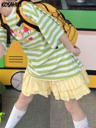 Skirts 2023 Summer Y2k Fairy Cake Mini Japanese Harajuku Girls Gothic Sweet Kawaii Yellow Ball Gown Pleated Short