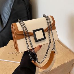 Evening Bags Luxury Handbags Top Brand Women Designer Shoulder Bag For Ladies Contrast Color PU Leather Crossbody Chain Hand