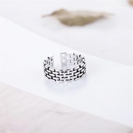 Cluster Rings Retro Thai Silver Wall Cute Fresh Cool Colour Female Resizable Opening Ring For Women Fashion Jewellery Party Birthday Gift