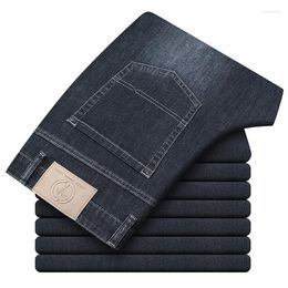 Men's Jeans 2023 Spring And Summer Business Thin Classic Style Cotton Fashion Stretch Denim Pants Male Brand Trousers Black Blue
