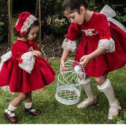 Girl Dresses Winter Spanish Children Dress Year Princess Gifts Girls Christmas Red Velvet Quality