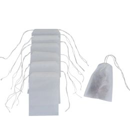 Disposable Tea Set Tools 100pcs 60 X 90mm Empty Paper Filter Bags With Double Drawstring Thread Clean Herbal Plant Packing Pouches Fashion