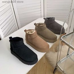 Boots 2022 Australia Mini Platform Boots Designer Woman Thick Bottom Ankle Warm Fur Snow Boot Australian Fluffy Fuzz Mule Tazz Slippers T230710