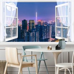 Tapestries Imitation Window Starry Sky Night View Tapestry Wall Hanging Witchcraft Style Art Aesthetics Room Home Decor R230710