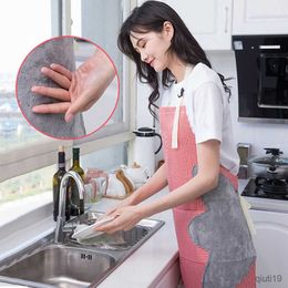 Kitchen Apron Waterproof Strip Apron Oxford Cloth Home Kitchen Cooking Apron Adjustable Wipe Hands Pocket R230710