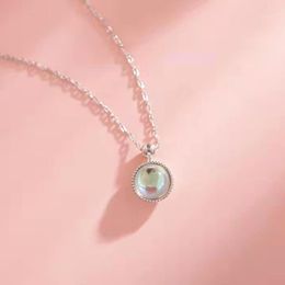 Pendant Necklaces VOQ Silver Color Round Moonstone Necklace Ladies Charm Clavicle Chain Luxury Jewelry