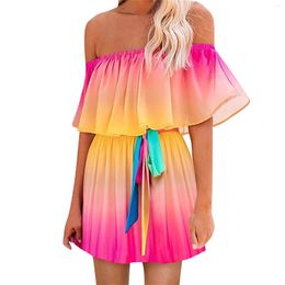 Casual Dresses Women's Summer Tank Top Sleeveless Knee Length Mini Print Pleated Dress Women Midi