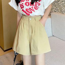 Women's Shorts Rimocy Summer 2023 Cute Loose Wide-Leg Short Pants Woman Korean Style Solid Colour High Waist For Women