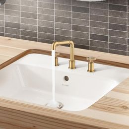 Bathroom Sink Faucets Luxury Gold Brass Faucet Brushed High Quality Cold Water Basin Mixer Tap 3 Holes 2 Handles Bath