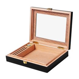 Portable Travel Cedar Wood Cigar Humidor Box Cigars Storage Case W/ Humidifier Hygrometer Cigar Accessories Gift for Father