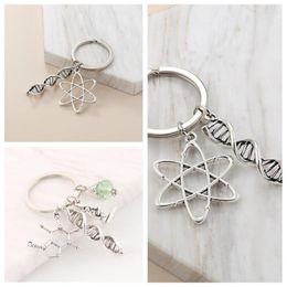 Keychains Microscope Molecular Structure Keychain Chemistry Science Keyring For Women Girls Jewelry Neuron KEY Chain D