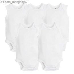 Rompers 5 pieces/large number of newborn baby clothes 2022 summer sleeveless baby boys' and girls' clothes cotton white baby Skin-tight garment and jumpsuits Z230711