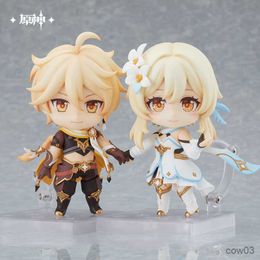 Action Toy Figures 10CM Ver.Q Anime Genshin Impact Game Figure Traveler Lumine Action Figure Collection Model Doll Child Kid Gifts R230710