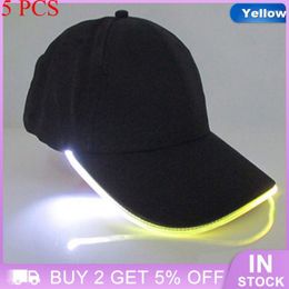 5-Piece Luminous yellow baseball cap Set with LED Flashing Lights - Adjustable for Hip-Hop, Fishing, and Parties