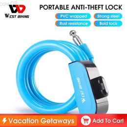 Bike Locks WEST BIKING Bicyc Cab Lock Outdoor Cycling Anti-tht Lock With Keys Mount Steel Wire Security MTB Scooter Bike Accessories HKD230710