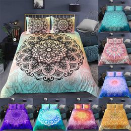 Bedding sets Mandala Set 2 3pcs Bohemian Duvet Cover with Pillowcase Home Bedroom Bohe Decor Single Twin Full Queen King Bedlinen 230710