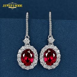 Stud Jewepisode Trend Ruby Drop Earrings for Women Solid 925 Sterling Silver Wedding Fine Jewellery Gift 230710