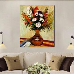 Still Life Canvas Art Handmade Oil Paintings Pierre Auguste Renoir Rose in A Vase Garden Landscape Artwork for Restaurant Decor