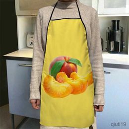 Kitchen Apron Fruit Yellow Peach Apron Home Coffee Shop Cleaning Aprons Kitchen Accessories For Men Women 50x75cm 68x95cm R230710