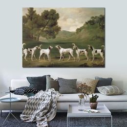 High Quality Handmade George Stubbs Art Painting Hunting Dogs Classical Canvas Artwork Wall Decor