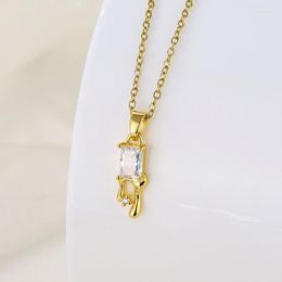 Pendant Necklaces Fashion Simple Geometry Rectangle For Women Trendy Female Gold Colour Stainless Steel Jewellery Wholesale