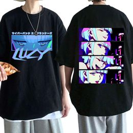 Jackets Japanese Anime Lucy Edgerunners Tshirts Haruku Cartoon Printed Tshirt Men Women Short Sleeves Graphic Oversized T Shirt