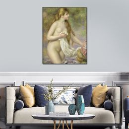 Figurative Art on Canvas Bather with Long Hair Pierre Auguste Renoir Paintings Handmade Modern Artwork Kitchen Room Decor