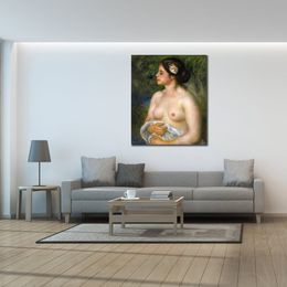 Canvas Wall Art Gabrielle with A Rose Pierre Auguste Renoir Painting Handmade Oil Artwork Modern Studio Decor