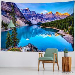 Tapestries Landscape Painting Tapestry Wall Hanging Colourful Natural Scenery Travel Mattress Studio Living Room Art Decor R230710