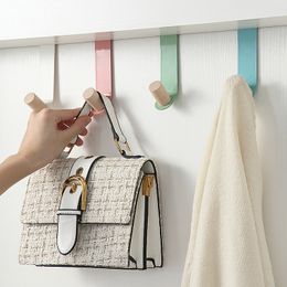 Wood Hook Behind-door Key Clothes Coat Bag Hanger Holder Hook Cabinet Door Hanging Organiser Hook Punching-free Wall Decor Hook