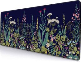 Gaming Mouse Pad Large Florals Mouse Pads for Women Non-Slip Rubber Base Mat Pad with Stitched Edges 31.5x11.8inch Flowers Weeds