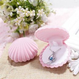 Storage Boxes 1pcs Lovely Shell Shape Velvet Jewellery Box Wedding Engagement Ring For Earrings Necklace Bracelet Display Gift Holder