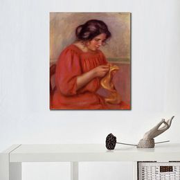 High Quality Pierre Auguste Renoir Paintings Reproductions Gabrielle Mending Handmade Canvas Art Contemporary Living Room Decor