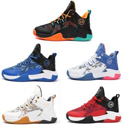 kid basketball shoes boy girl breathable white blue black orange red golden mens trainers outdoor sports Colour 5