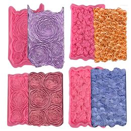 Baking Moulds Rose Flower Sugar Flipping Silicone Mold Chocolate Decorative Texture Cake Edge Wedding Celebration