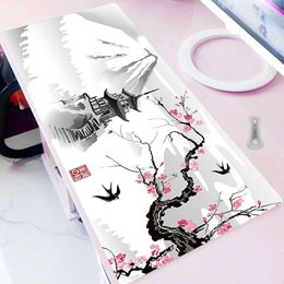 Japanese Cherry Blossom Sakura Pagoda Mouse Pad Deskmat Playmat Laptop Gaming Keyboard Rubber Pad Office Mouse Mat Pc Rug 100x50