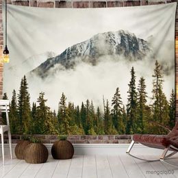 Tapestries Alpine snow tapestry natural landscape oil painting forest wall hanging artist home decoration tapestry R230710