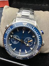 Men's Sports Watch Luxury Watches For 2023 High Quality Chronograph Multifunctional Quartz Waterproof Wrist Watch Sapphire Glass Blue Face Blue Ceramic Bezel