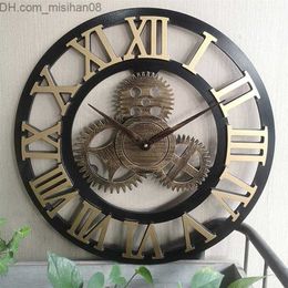 Wall Clocks Creative retro clock fashionable decorative gear living room clock Z230712