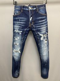 Mens Jeans 23SS Biker Pants For Man Cotton Badge Emblem Pocket Zipper Patchy Design Boys Denim Trousers Painting Points 230710