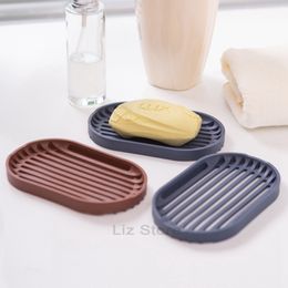 Drain Non-slip Soap Holder Flexible Bathroom Mouldproof Soaps Dishes Plate Tray Kitchen Leaking Solid Colour Soapbox Container TH1003 s box