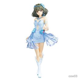 Action Toy Figures Genuine 22CM Anime Figure The Idolmaster Cinderella Girls Takagaki Blue Dress Stand Model Doll Toy Gift Collect Boxed R230710