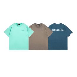 BLCG LENCIA 2023 Summer New 250g 100% Cotton Fabric T-shirt Men High Quality Print Colour Drop Sleeve Loose Tshirts Oversize Tops 2023157