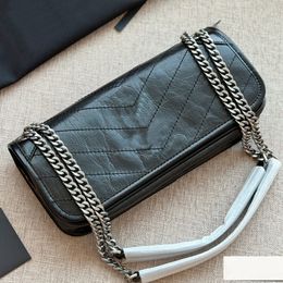 Chain Baguette Bag Messenger Handbag Crossbody Bags Genuine Leather Wallet Fashion Letter Silver Hardware Shoulder Handbags Internal Zipper Pocket